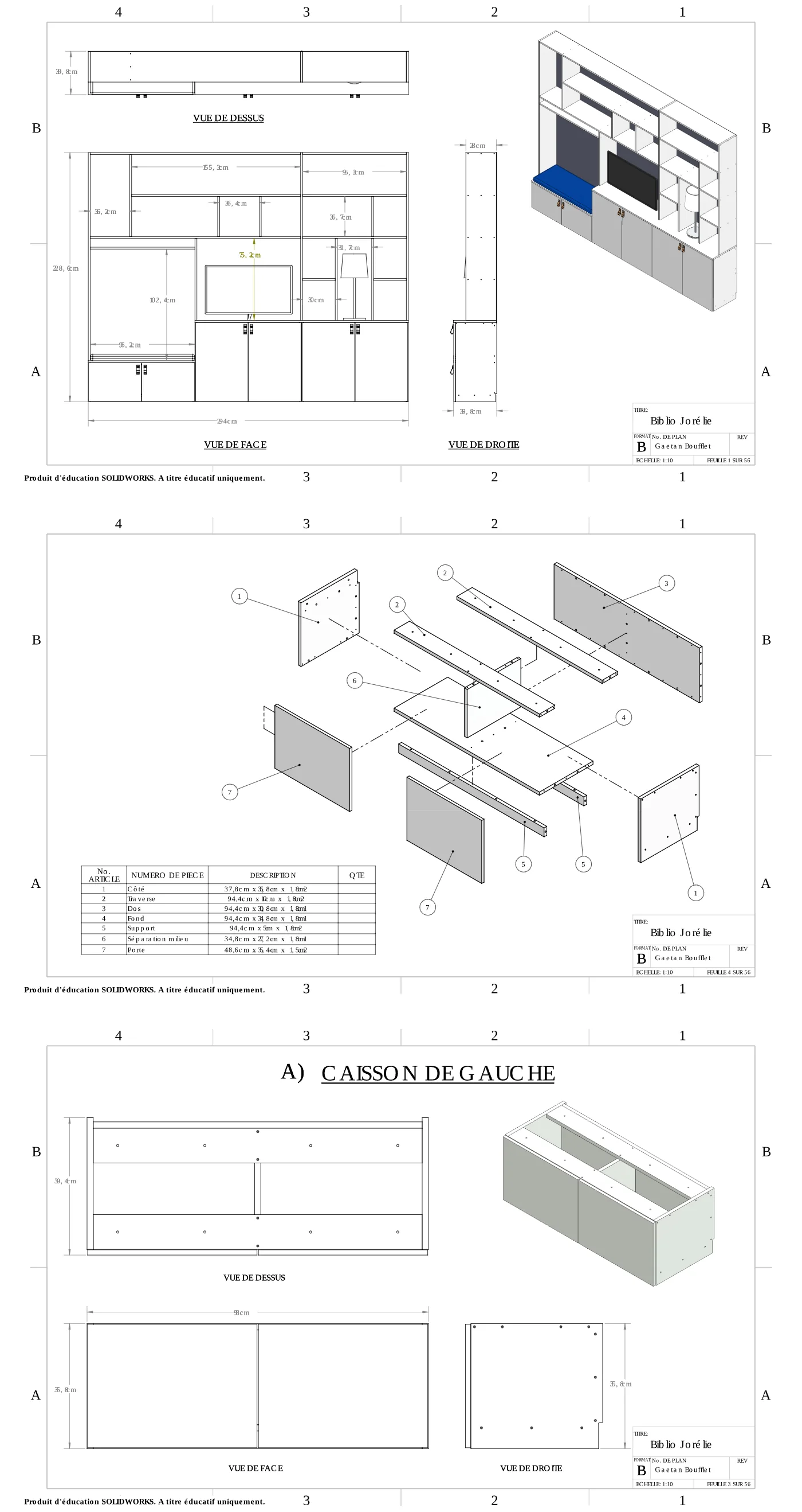 Plans de bibliothèque sur mesure
