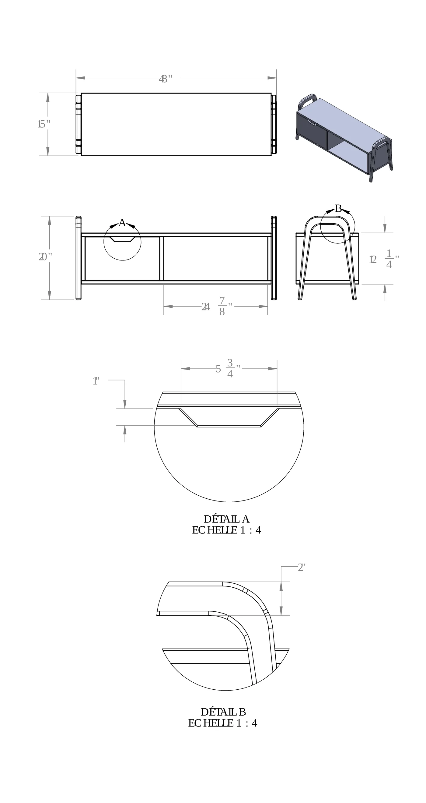Plan technique d'un banc